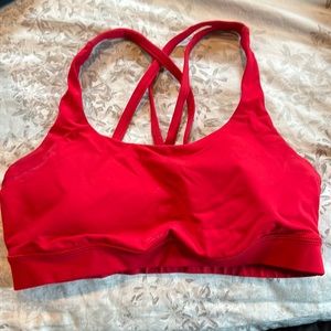 LULULEMON RED SPORTA BRA SIZE 4 *some light deodorant stains on sides*